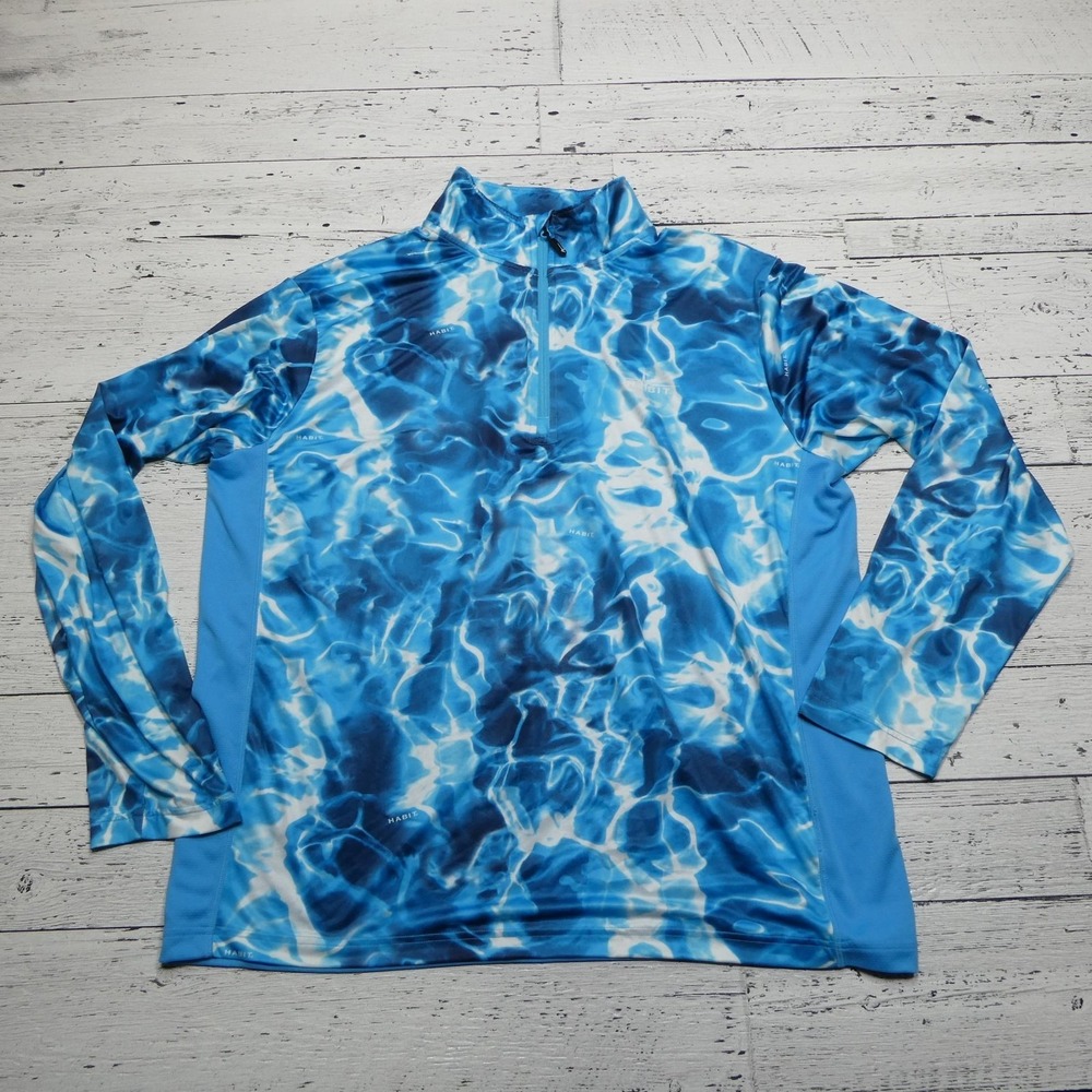 Habit Shirt Mens 2XL Blue Quarter Zip Solar-Factor UPF 40+ Fishing Performance